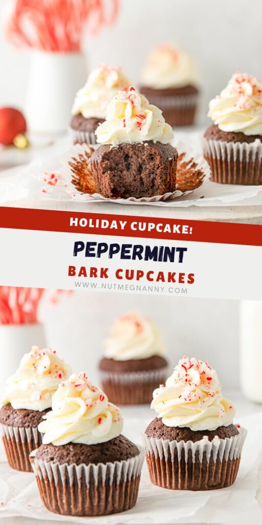 Peppermint Bark Cupcakes pin for Pinterest. 
