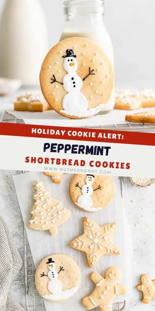 Peppermint Shortbread Cookies pin for Pinterest. 