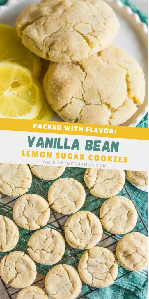 Vanilla Bean Lemon Sugar Cookies pin for Pinterest. 