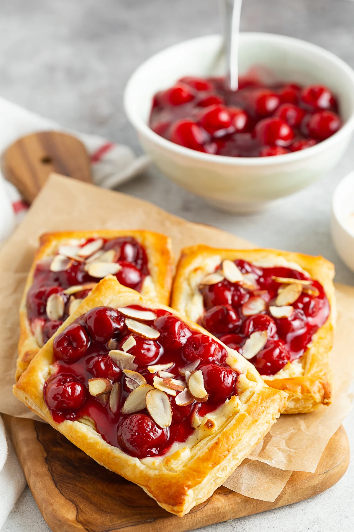 Easy Cherry Danish on a serving tray. 
