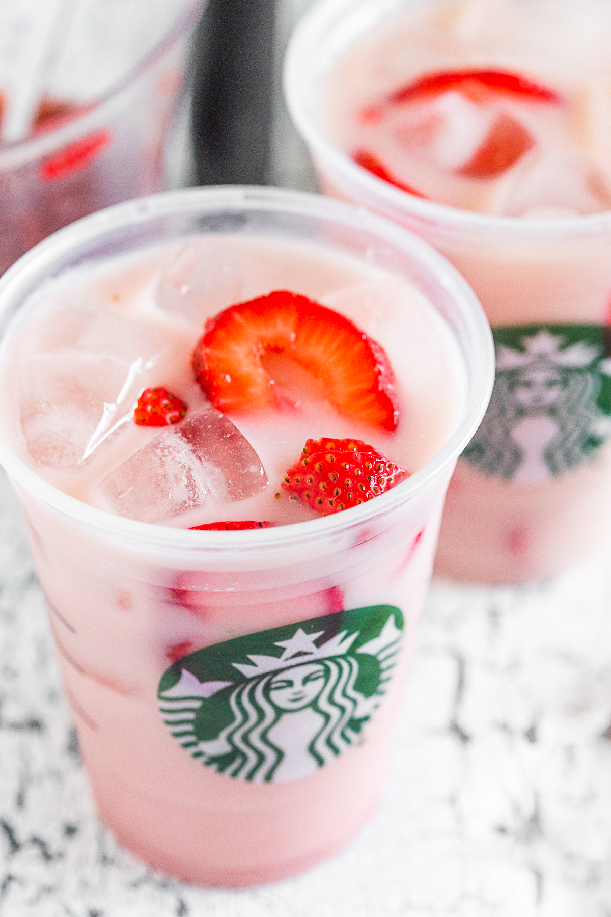 Homemade Starbucks Pink Drink in a glass. 