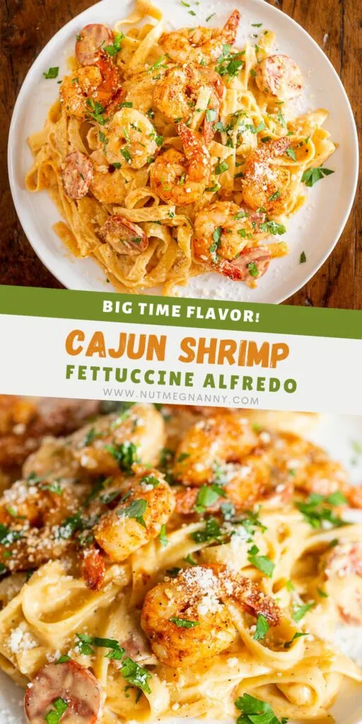 Cajun Shrimp Fettuccine Alfredo pin for Pinterest. 