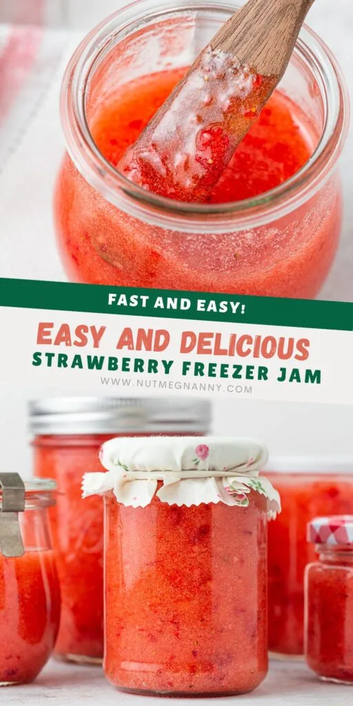 Strawberry Freezer Jam pin for Pinterest. 