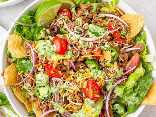 taco salad recipe with green goddess dressing Maddie Short Blouson Sleeve Dress main image 1